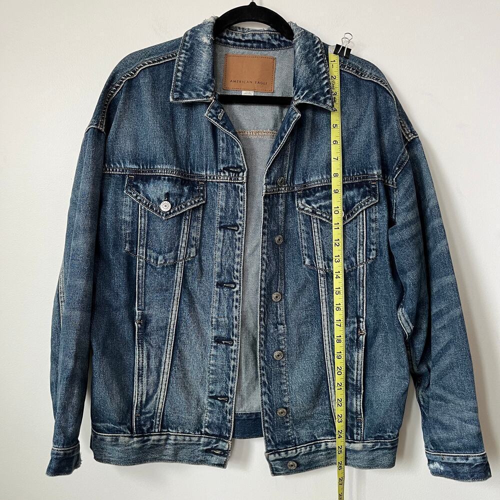 American Eagle Mens Distressed Denim Jacket Mens Small Casual Streetwear - Picture 11 of 14